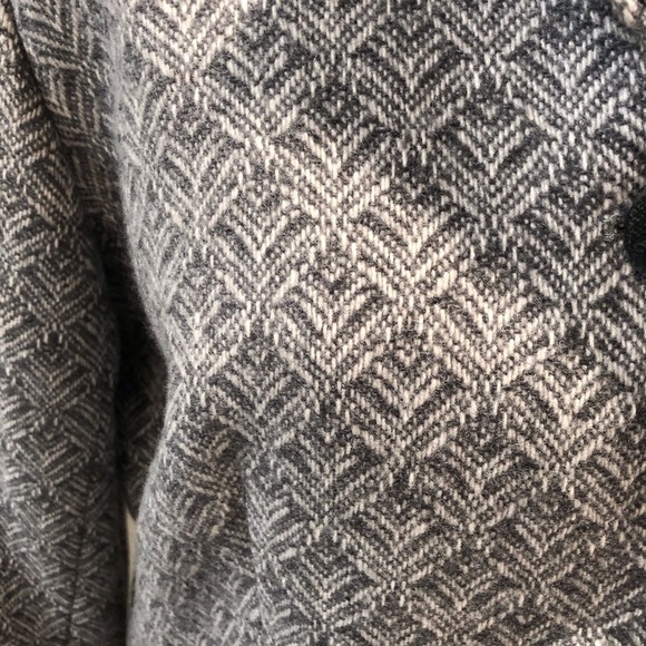 Talbots Petites 10P Gray White Tweed Wool Blend Blazer Lined Black Label - Picture 3 of 7